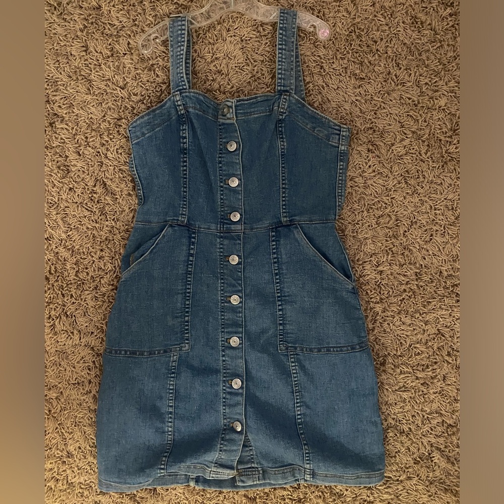 button up dark denim jean dress